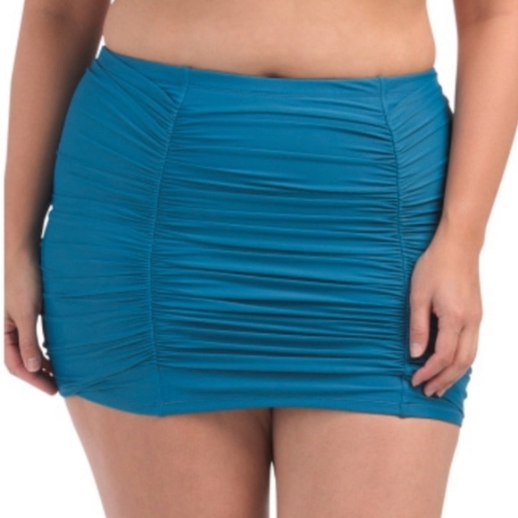 Raisins Curve Plus Costa Ruched High Waist Swim Skirt Blue size 24W - Picture 1 of 10